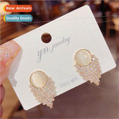 cat eye stone earrings Korea fashion simple exquise earrings