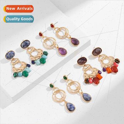 2024 spring summer new gourd-shaped retro semi-precious ston