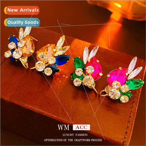 lver needle wh diamonds colorful drop earrings retro earring