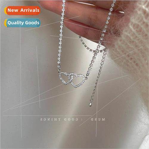 Summer new rhinestone love collarbone chain female niche nec