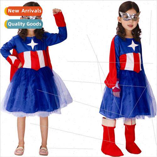 G-0119 Halloween Cosplay Costume Girl Child Child Captain Am