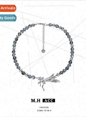 Ruffled bow beaded necklace women fashion sweater chain simp