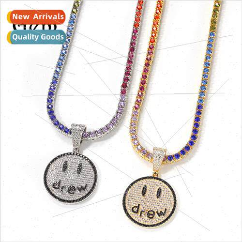 Europe hip-hop necklace new nd drew smiley face colorful dia