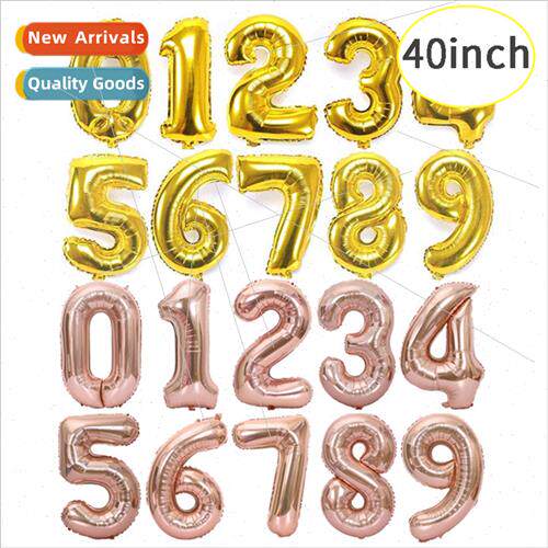 90cm Large Number Aluminum Foil Balloon 40 inch Gold lver Ro