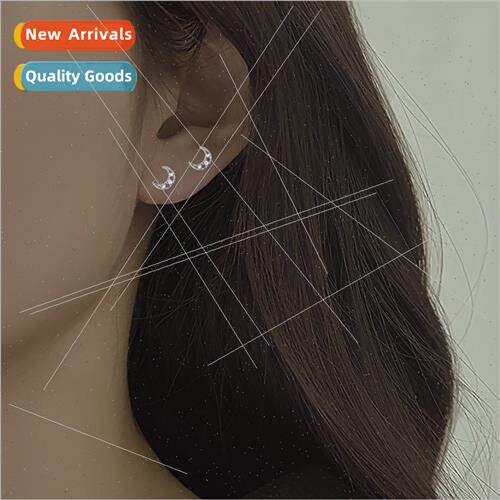 Japan cute hollow moon mini earrings female package gold ear
