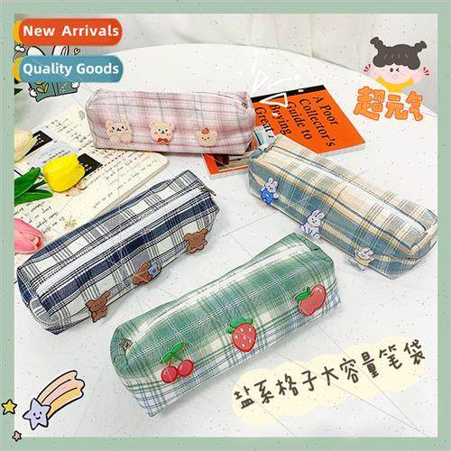 JK sub pencil bag ins retro striped canvas pencil bag portab