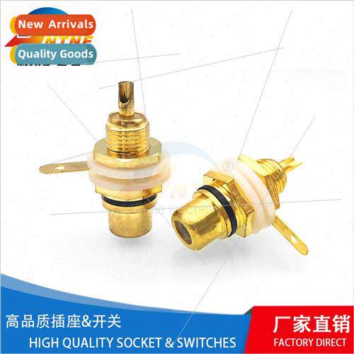 Gold-plated RCA Lotus female socket Welding Lotus audio sock