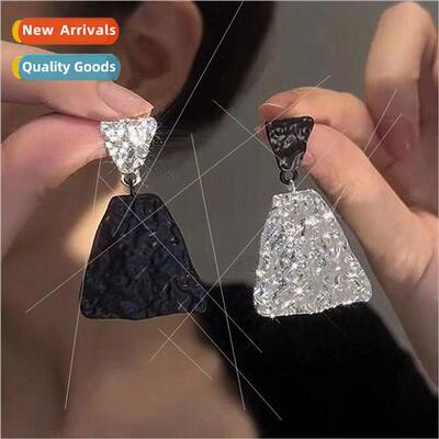 atmospheric wild asymmetric geometric color clash earrings f