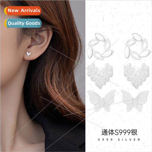 S999 silver earrings female students niche simple 2023 new w