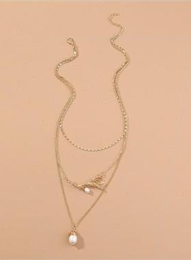 Europe Creative Copper Flat Bone Chain Multi-layer Stacking