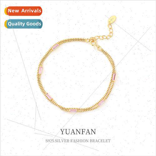 925 silver Double Layers Colorful Zirconia Bracelet Women in