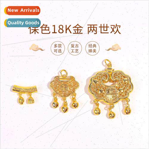 gold blessed long life lock two worlds joy enamel bracelet p