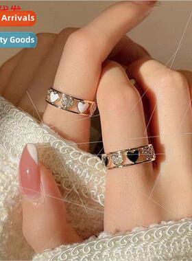 ins tide love heart micro-setting Japan ring female niche in