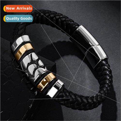 Europe new fashion men punk bracelet leather braided bracele