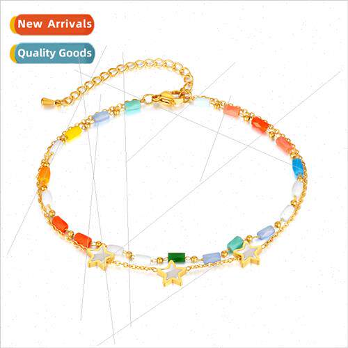 Korea new colorful dopamine acrylic beaded shell star tanium