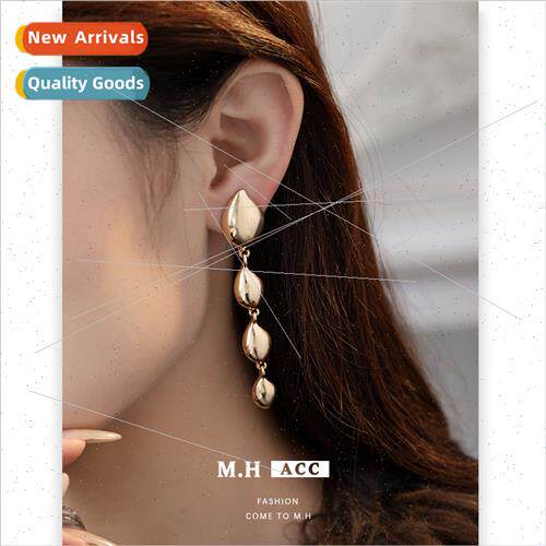 New water drop long earrings female metal delicate earrings