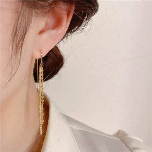 2022 summer new fashion metal sense long tassel ear wire fem