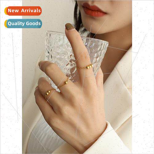 Ins minimalist Greek lucky small steel bead ring tail ring t