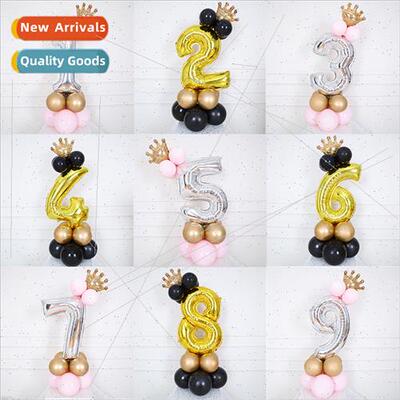 32 inch gold color number column aluminum film balloon decor