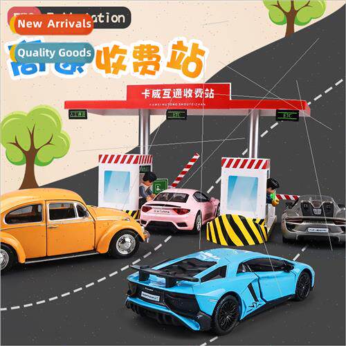 Highway toll station toy railing model alloy car scene set c
