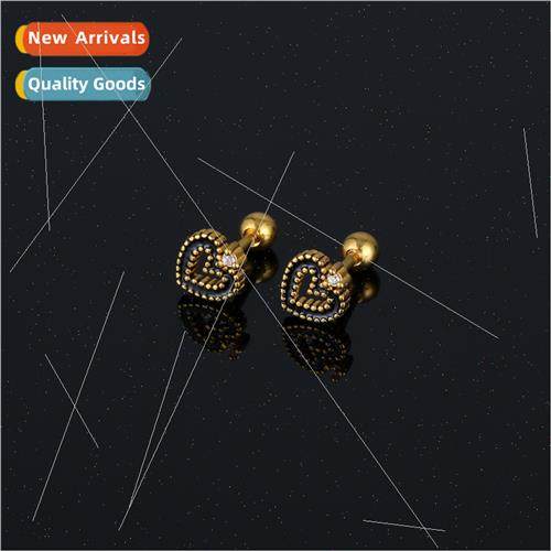 stainless steel casting earrings Korea heart-shaped small ba