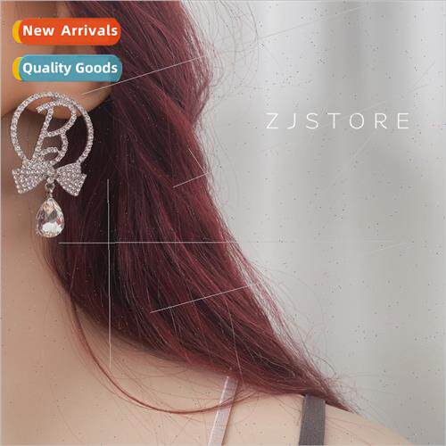 Glter diamond bow drop letter b earrings new tide earrings n