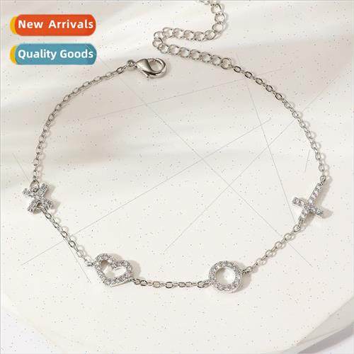 cross hjewelry love pattern rose gold wh whe stone bracelet