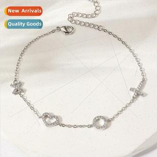 bracelet hjewelry love pattern cross whe gold rose stone