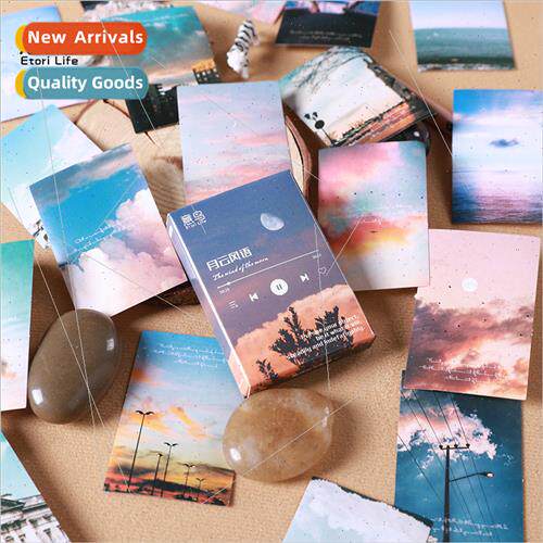 Boxed stickers moon clouds wind language stickers stickers h