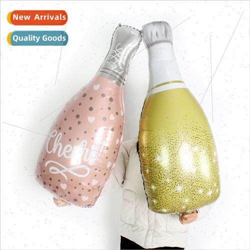 Large gold rose gold champagne bottle balloon modeling bar p