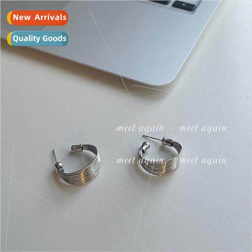 Meet again lver Coil C-shaped Earrings Mechanical Metal Cool