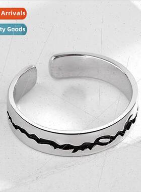 Plated S925 lver Vintage Spir Creek Ring Men  ngle Fashion O