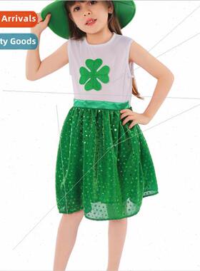 St. Patricks Day new childrens dresses St. Pa green round sa