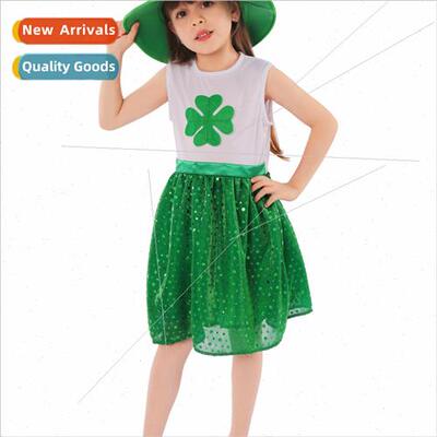 St. Patricks Day new childrens dresses St. Pa green round sa