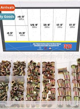 320pcs color zinc rivet nut flat head striped screw cap rive