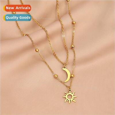 Europe new Tonghui pendant double gold silver bead necklace