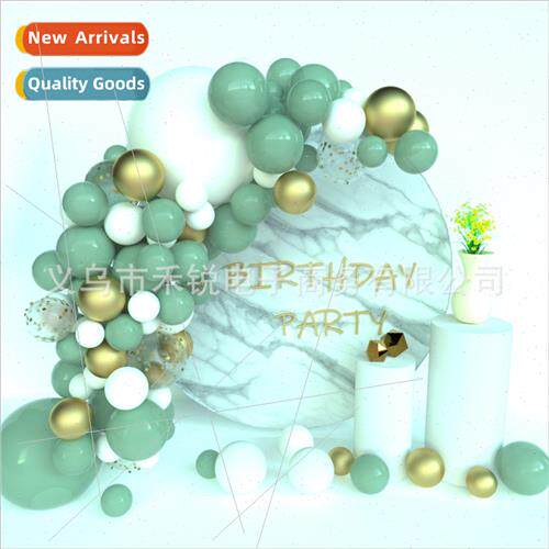 Avocado green balloon arch column garlwedding birthday party