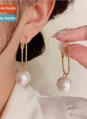 Koreafashion retro cotton pearl earrings female niche elegan