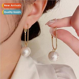 Koreafashion retro cotton pearl earrings female niche elegan