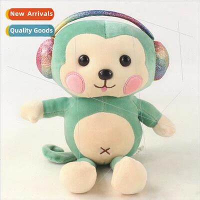 Cartoon wearing headphones monkey plush toy doll couple scar