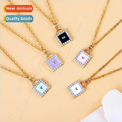 Europe new gold heart wh diamond pendant stainless steel nec