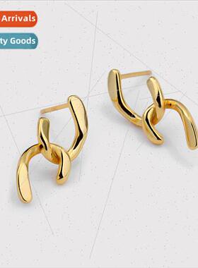 925 silver earringsEurope cool irregular vintage double C ea