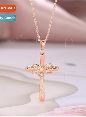 Hundred Cross Rose Gold Flower cky 8 Pendant Necklace