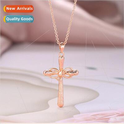 Hundred Cross Rose Gold Flower cky 8 Pendant Necklace