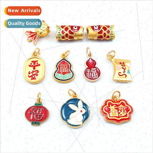 long life lock pendant DIY handmade alloy beads blessing gou