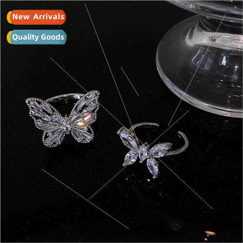 ins super flash butterfly zirconia ring female delicate fash