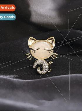Cute kty zircon brooch cat eye stone pin corsage corsage ups