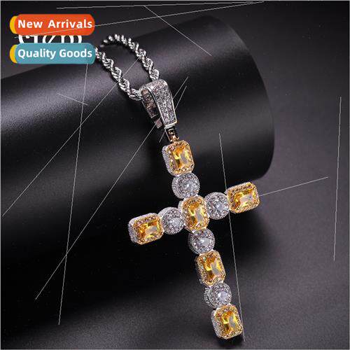 Hip Hop Square Round Large Zirconia Cross Pendant CrossPenda