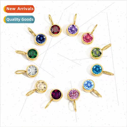 Stainless steel jewelry accessories 8mm birthstone pendant d
