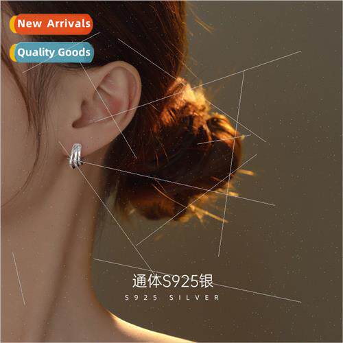 S925 Silver Triple Hoop Circle Earrings适用Women 2022 New Tr